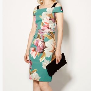 Karen Millen Teal Floral Formal Dress